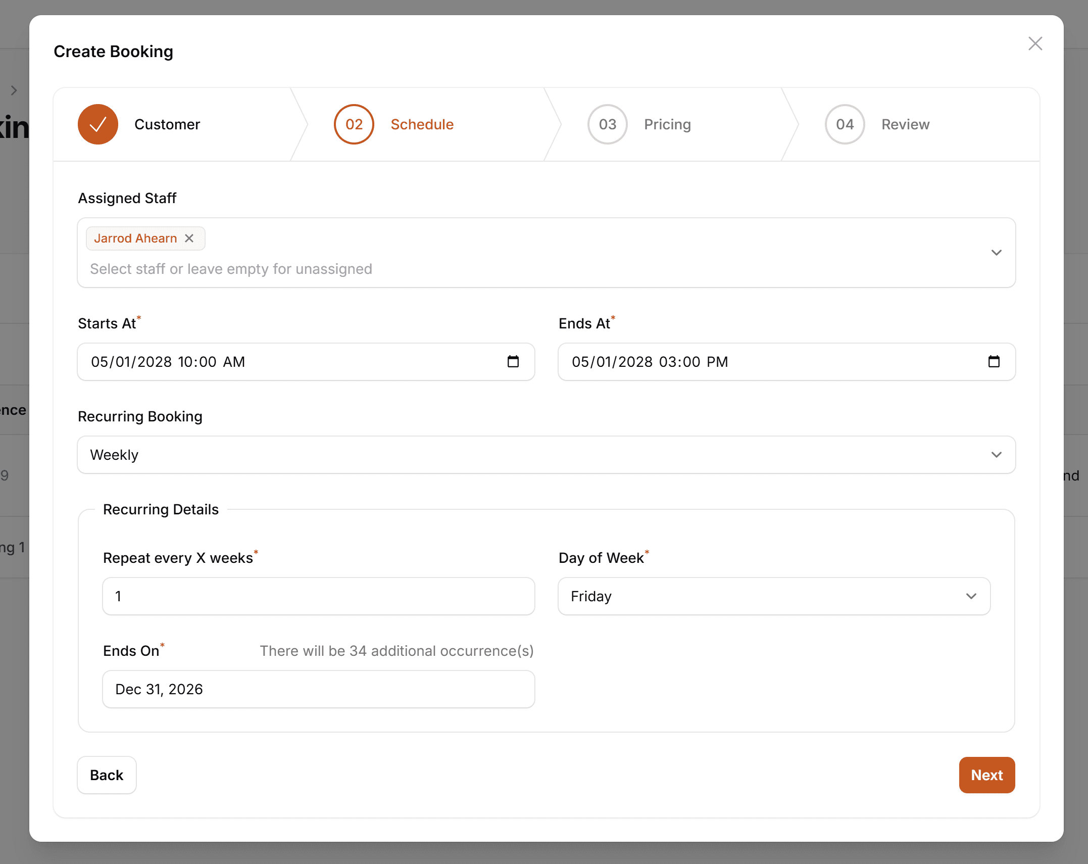 Setup and Manage Recurring Bookings