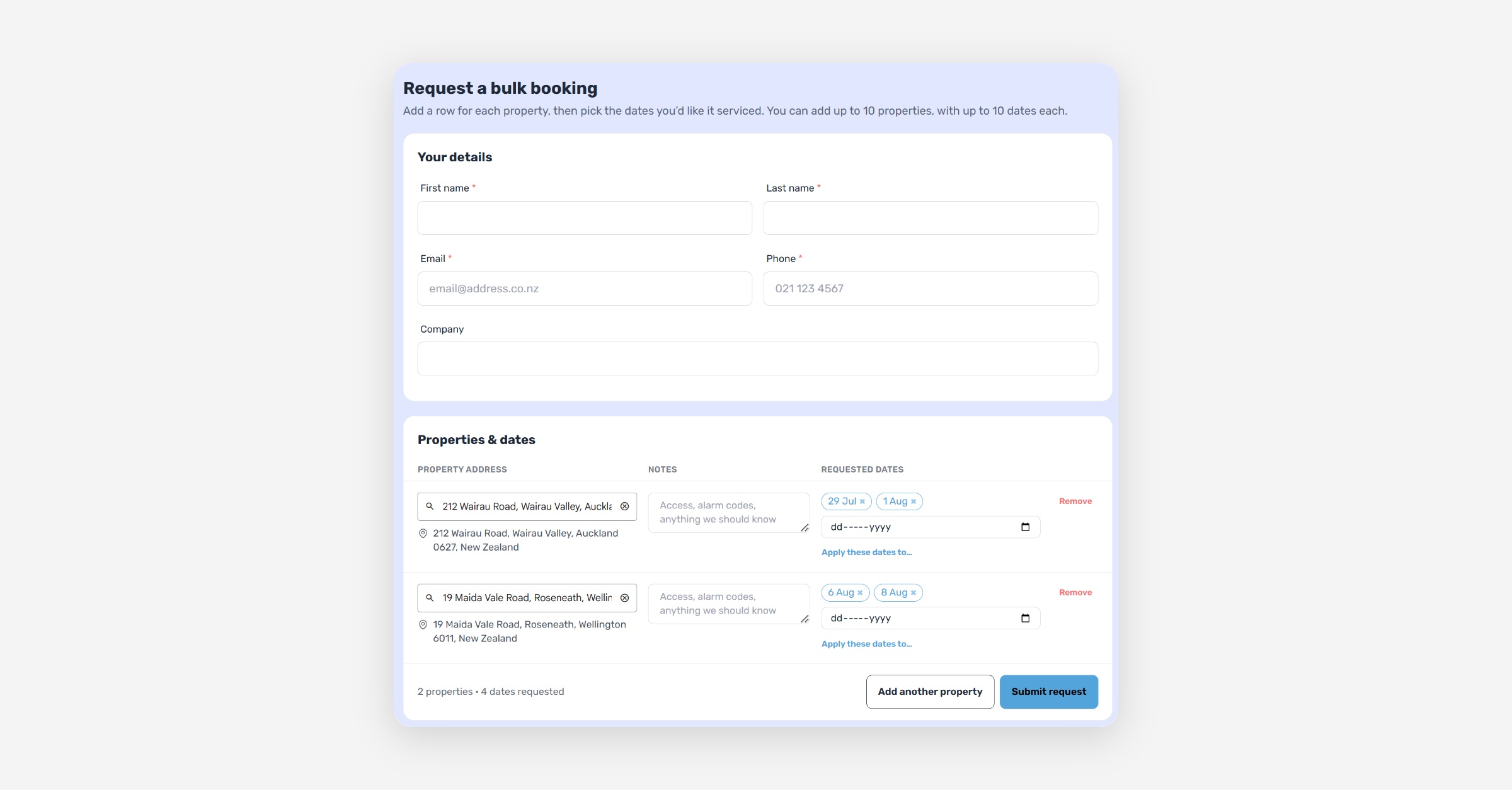 Request and Manage Bulk Bookings