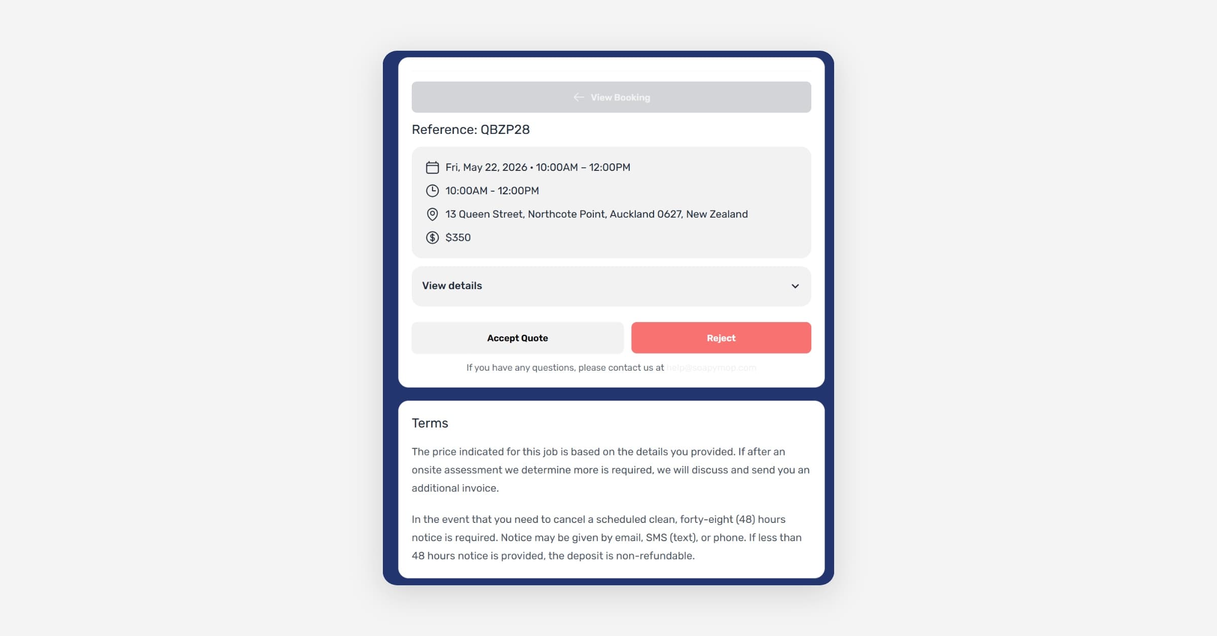 Setup Quote Acceptance Terms