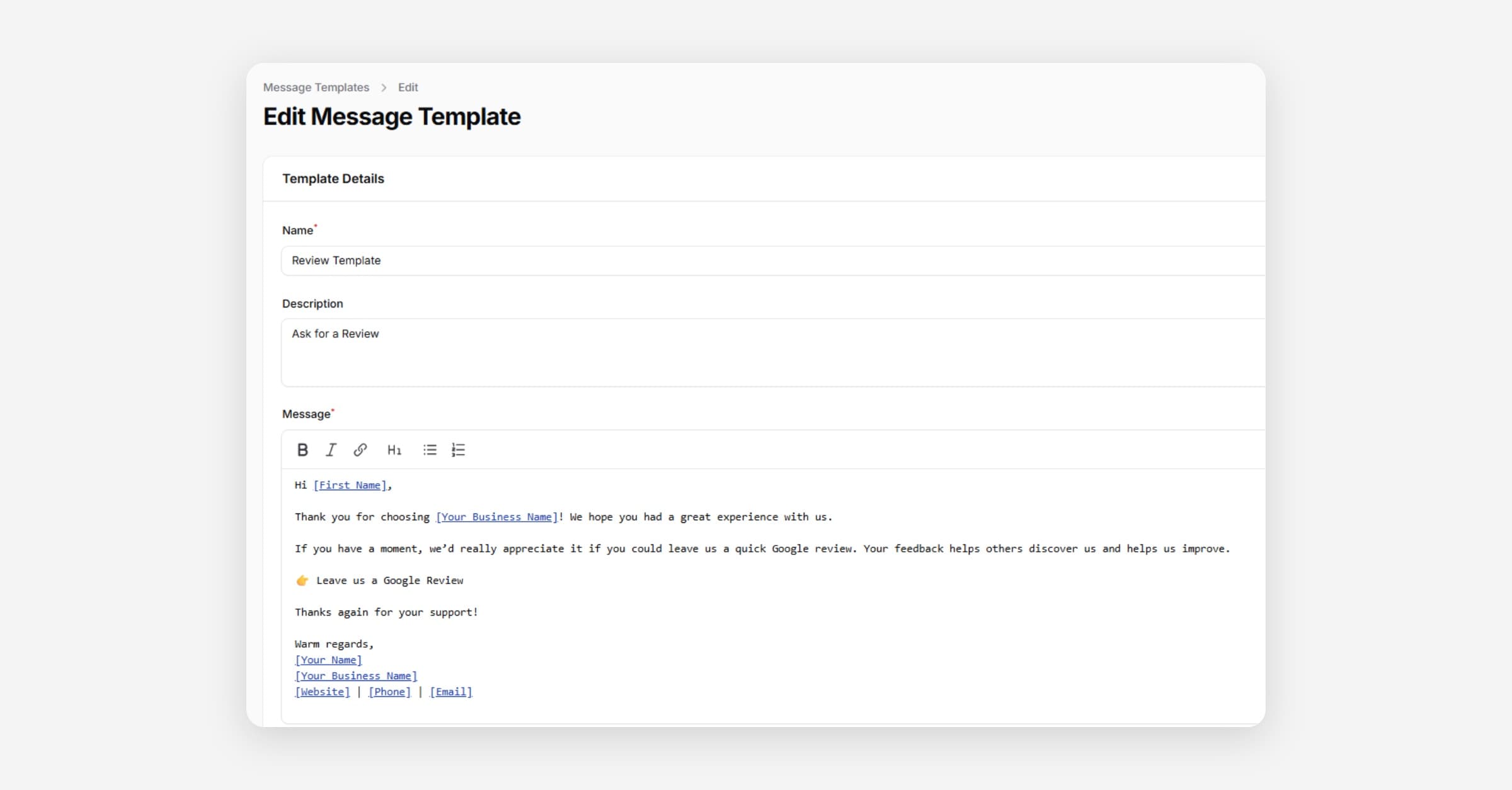 Create and Edit Message Templates