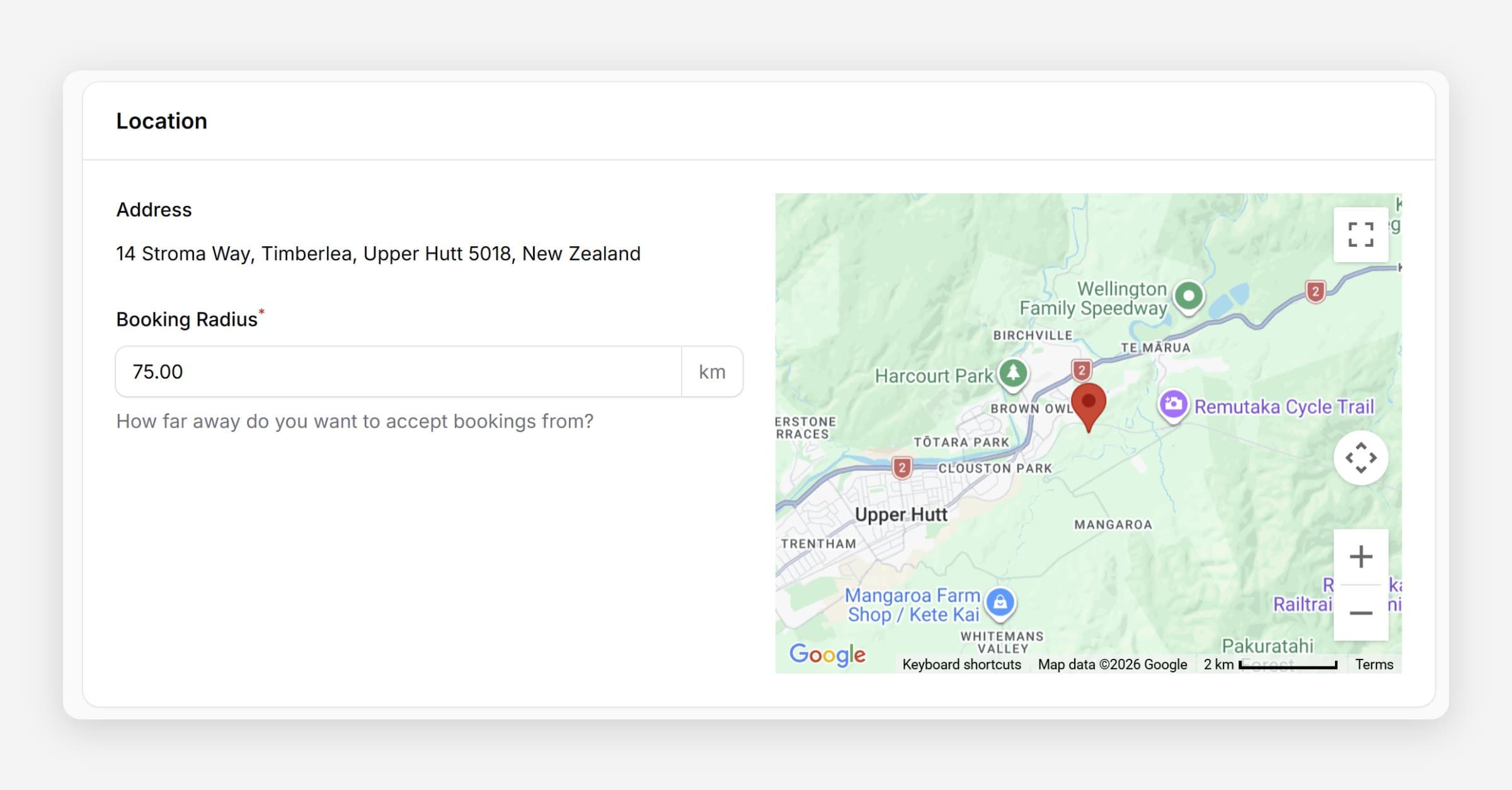 Edit Your Booking Radius