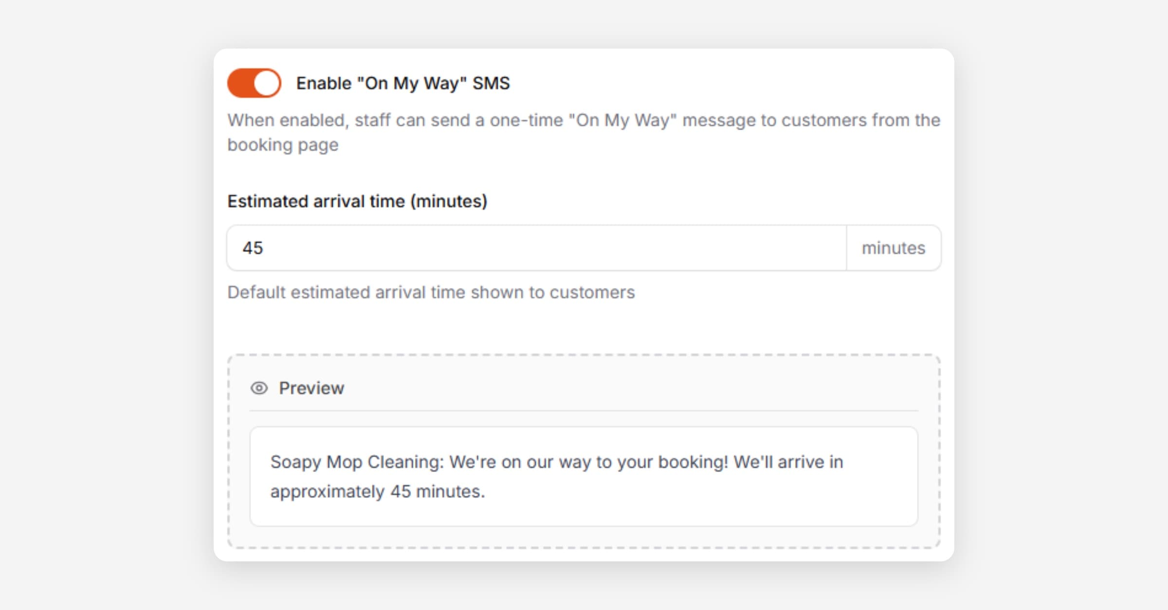 Send 'On-My-Way' SMS