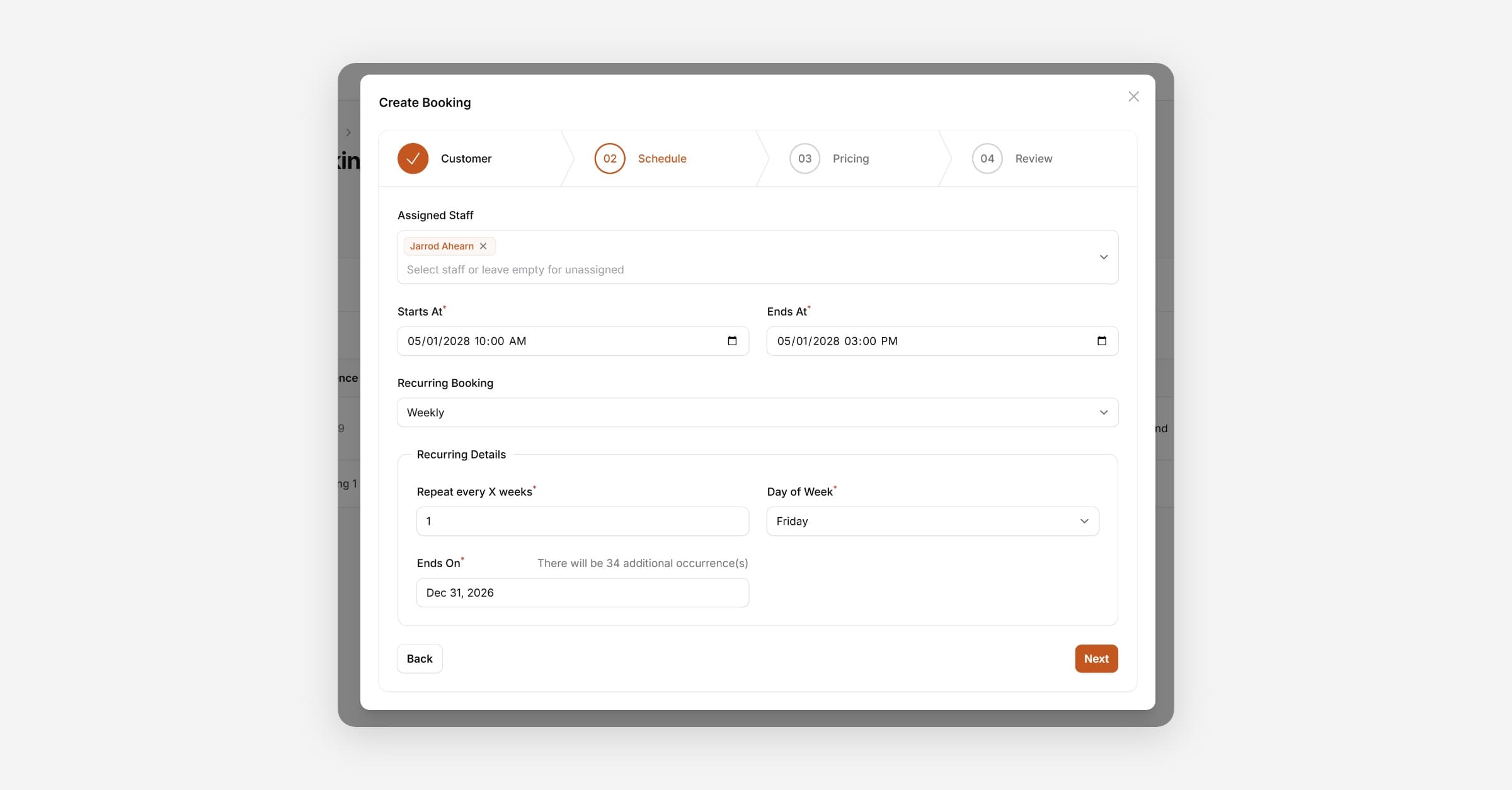 Setup and Manage Recurring Bookings
